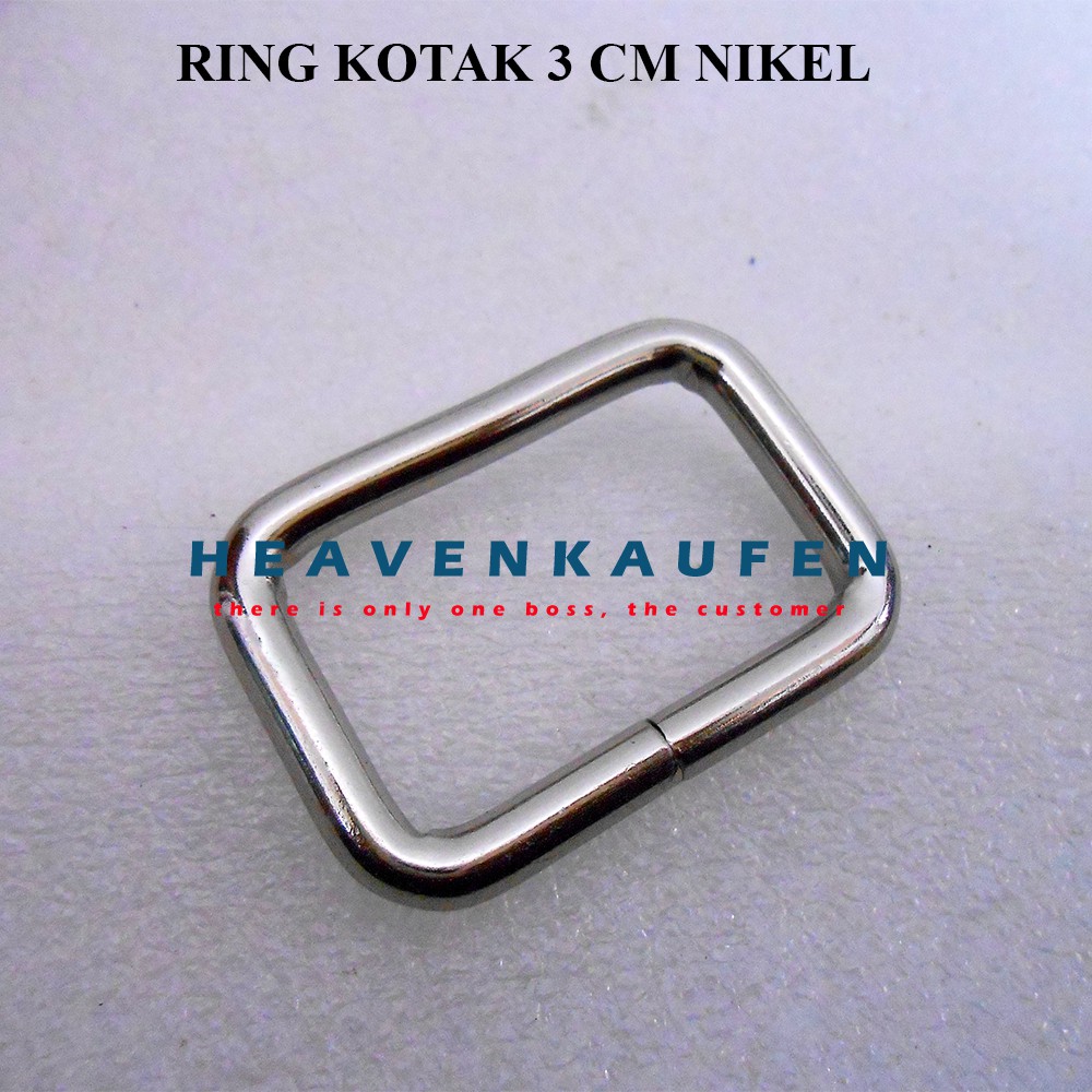 Ring Kotak 3 cm Tebal 4,5 mm Nikel Silver Untuk Tas Dll