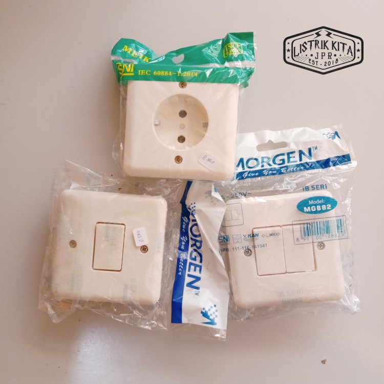 Stop Kontak, Saklar Engkel, Saklar Seri IB murahan merk Meiko dan Morgen