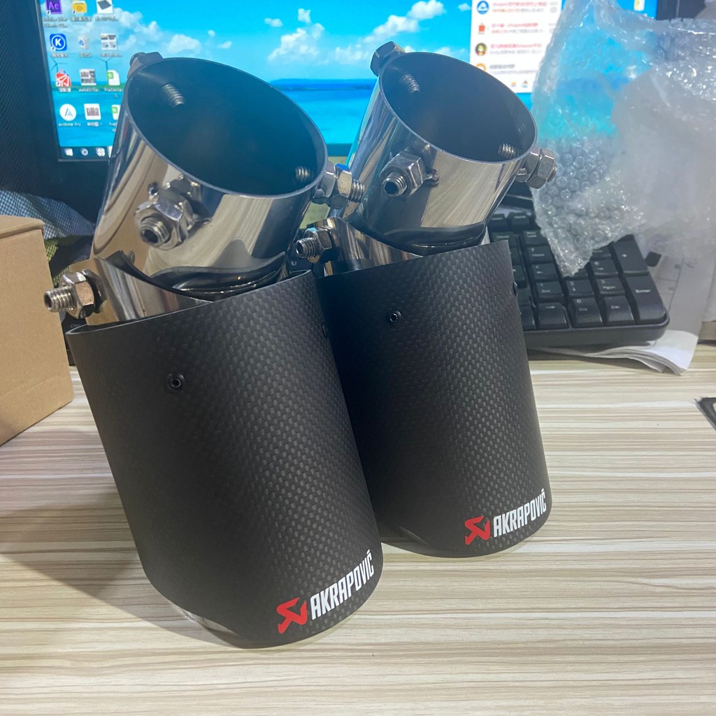 Pipa Knalpot Mobil Universal Bahan Karbon Fiber Ukuran 63mm 76mm 89mm 101mm