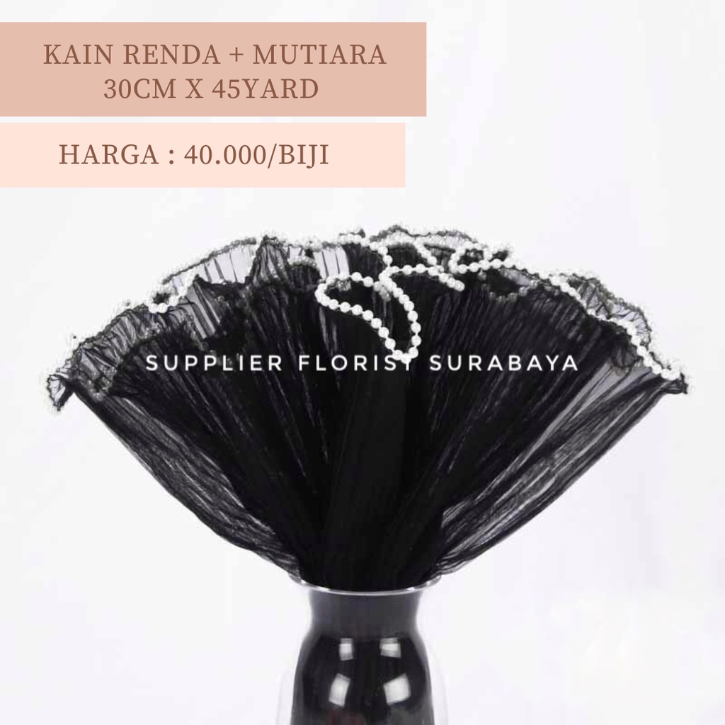 KAIN RENDA BUNGA DAN MUTIARA, WRAP BUNGA KOREA PENAMBAH VOLUME PADA BUKET BUNGA TANGAN HANDBOUQUET