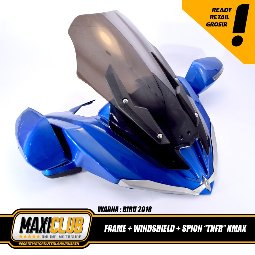variasi NMAX bodykit frame topeng windshield spion lipat transformer NMAX biru 2018 hitam doff
