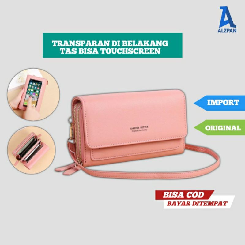 sling bag tas dompet hp transparan touchable henpon hape wanita dan uang phone bag tas selempang sle