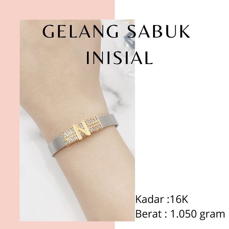 Gelang Sabuk Emas Inisial Huruf  N  Gelang Tali Alfabet Nama