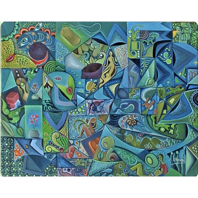 Lukisan cat minyak di kanvas