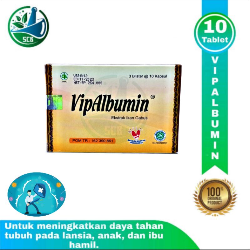 Vipalbumin Tablet isi 10 tablet - Obat untuk daya tahan tubuh lansia, anak & ibu hamil