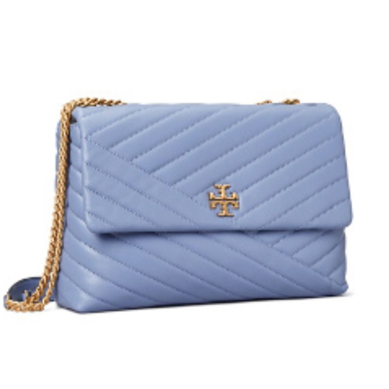 Tory Burch Kira Chevron Convertible Shoulder Bag Medium 27 Cm ( Blue Wood)