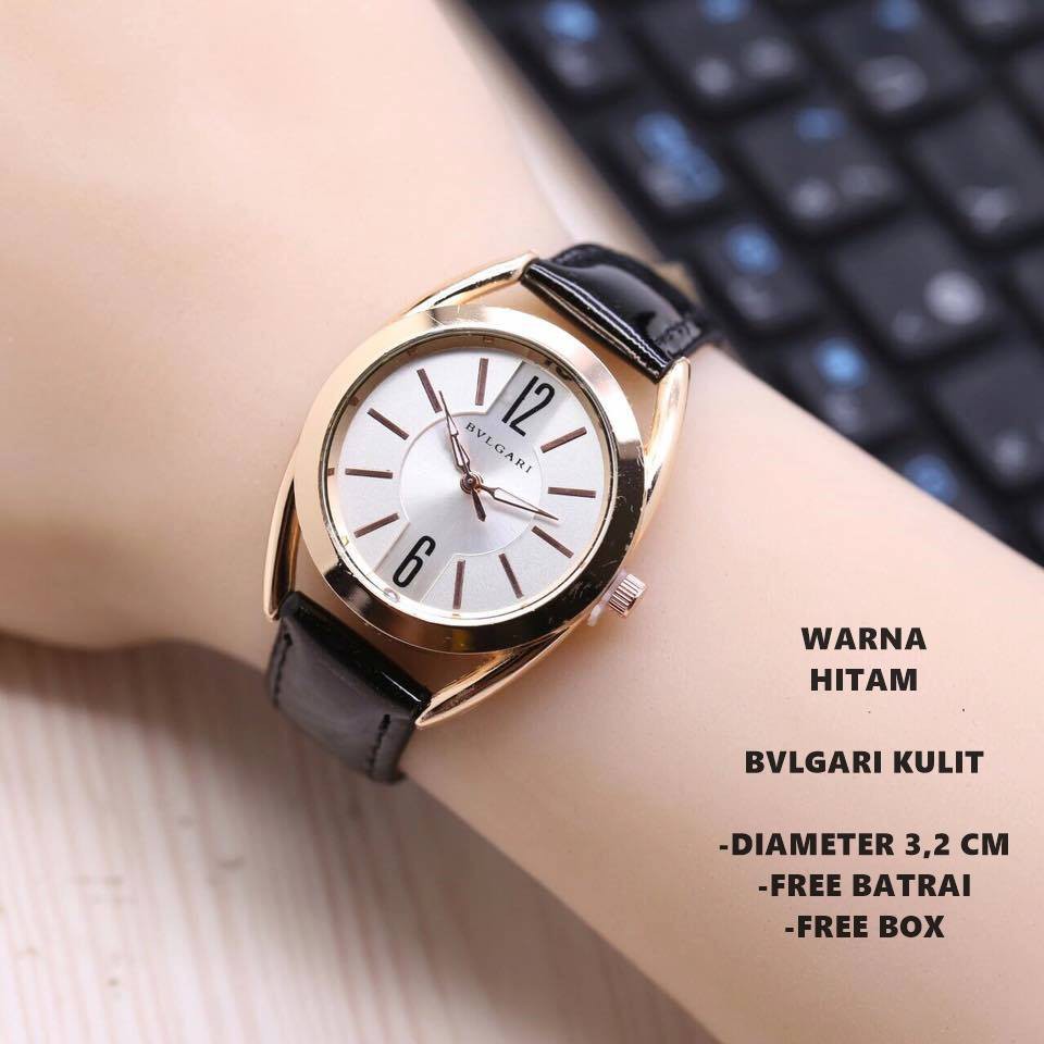 JAM TANGAN WANITA BVLGARI KULIT UK D=3,2CM