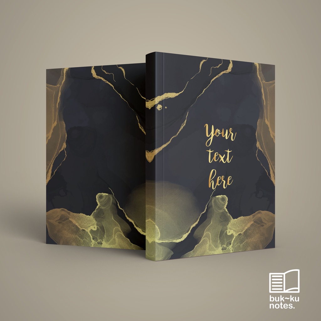 

Notebook custom motif marble hitam gold buku catatan