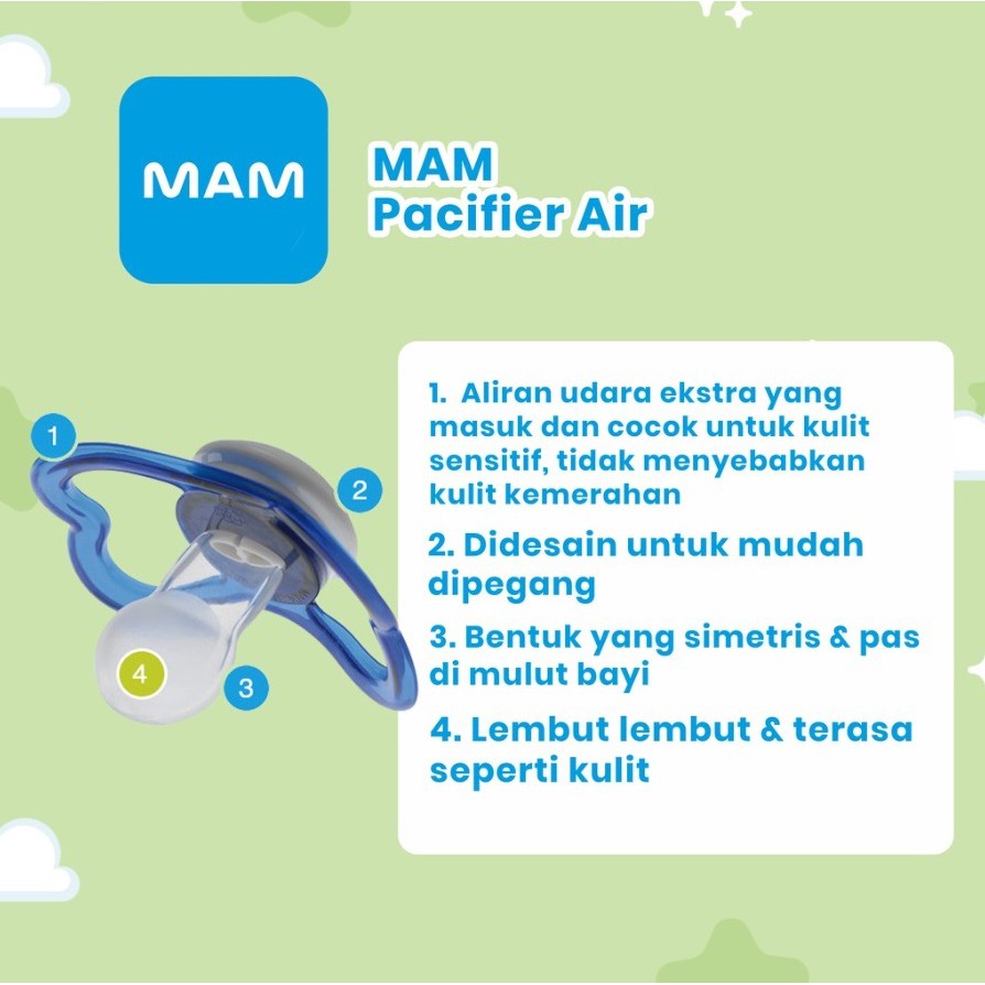 MAM Orthodontic Pacifier Night / Air 0-6M / 6m+ Baby Soother Empeng Bayi CBKS