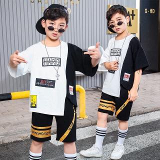 Setelan Kaos T Shirt Hip  Hop  Casual Anak  Laki Laki Lengan 