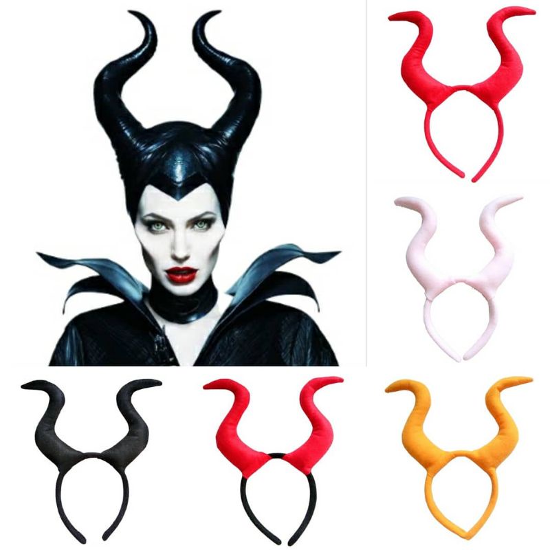 Halloween Bando Tanduk Hitam ala Maleficent untuk Pesta Kostum