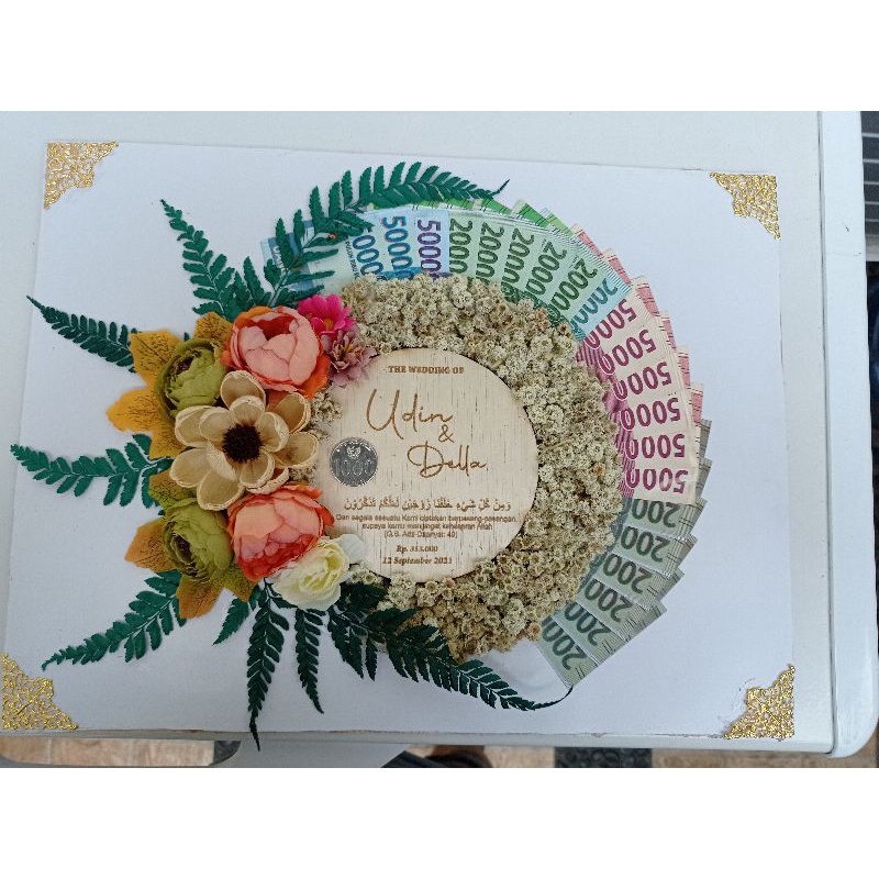 Mahar Seserahan Uang 25 x 30cm / Pigura Bingkai Mahar Pernikahan Rustic Frame Estetik kekinian