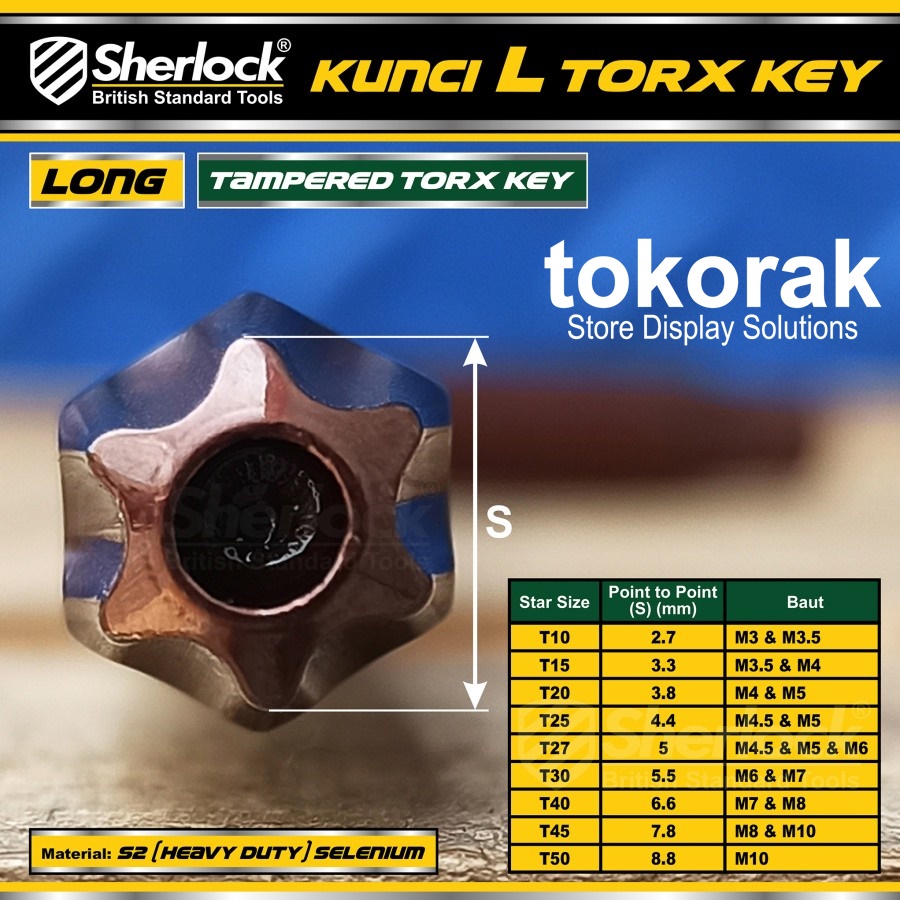 KUNCI L BINTANG HEXKEY LONG SET 9 PCS SHERLOCK - TORX KEY TAMPER