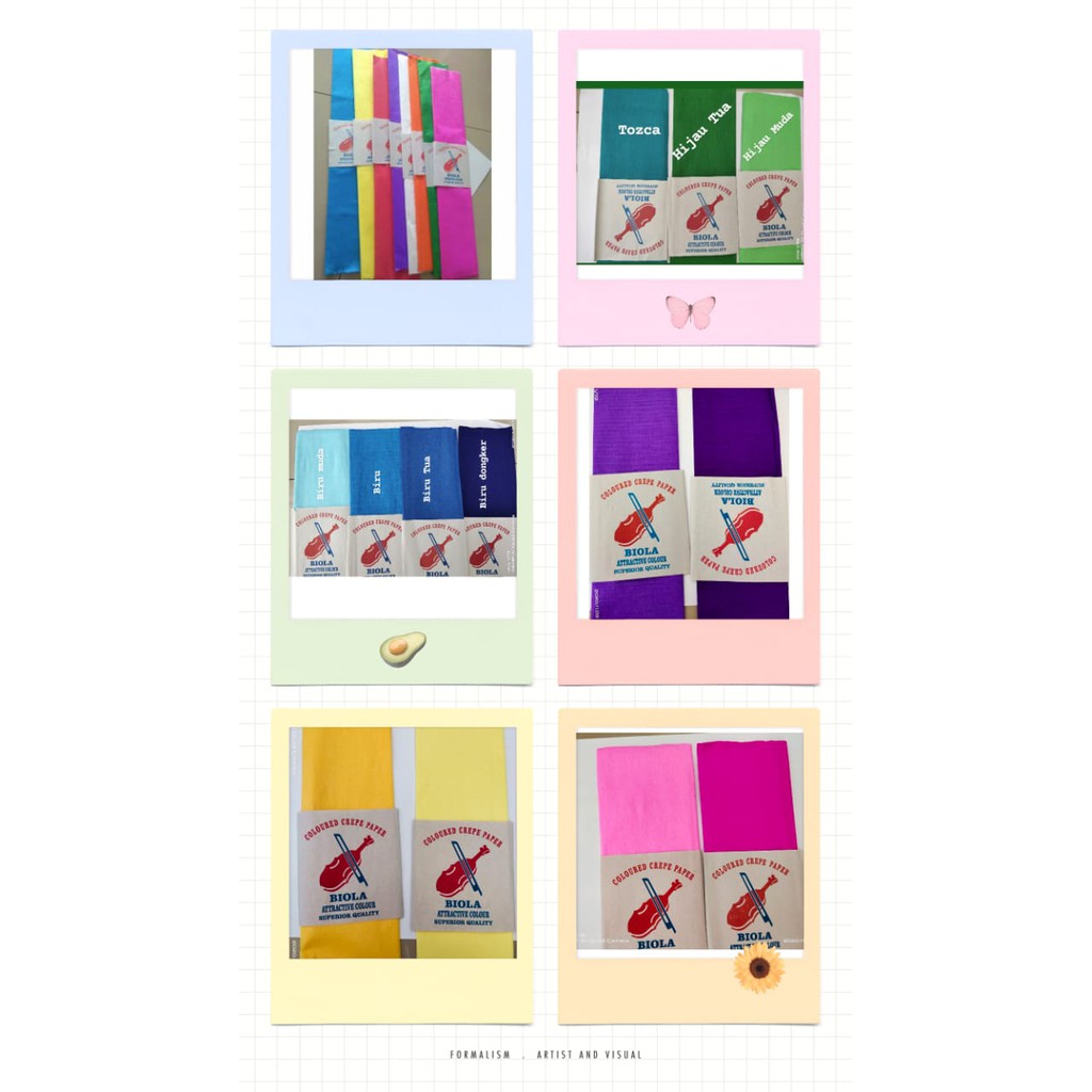 

BIOLA KERTAS KREPP LEMBARAN WARNA kertas krep