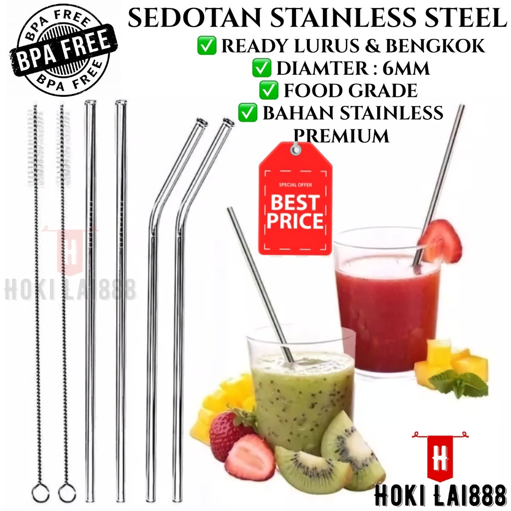 [HKL] - Sedotan Stainless Food Grade  Lurus Anti Karat - Straw Stainless Lurus