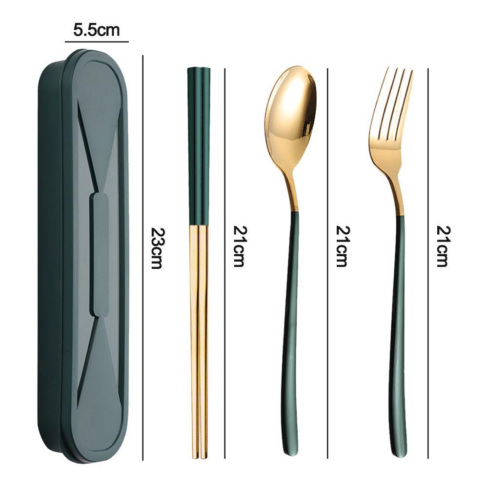 Top Cutlery Set Outdoor Lunch Stainless Steel Dapat Digunakan Kembali Dengan Kotak Peralatan Makan