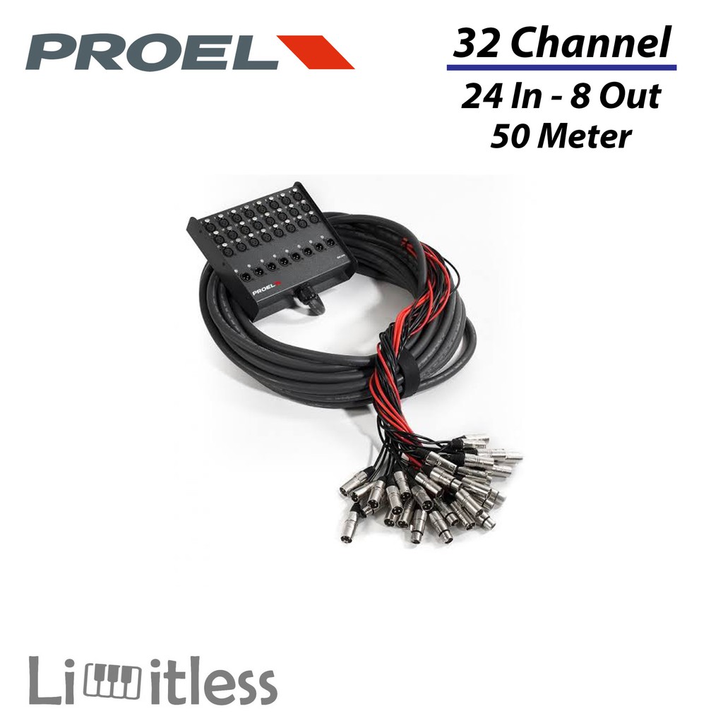 Snake Kabel 32 Chanel 24 Input 8 Output 50 Meter Proel EBN2408 LU50 Original
