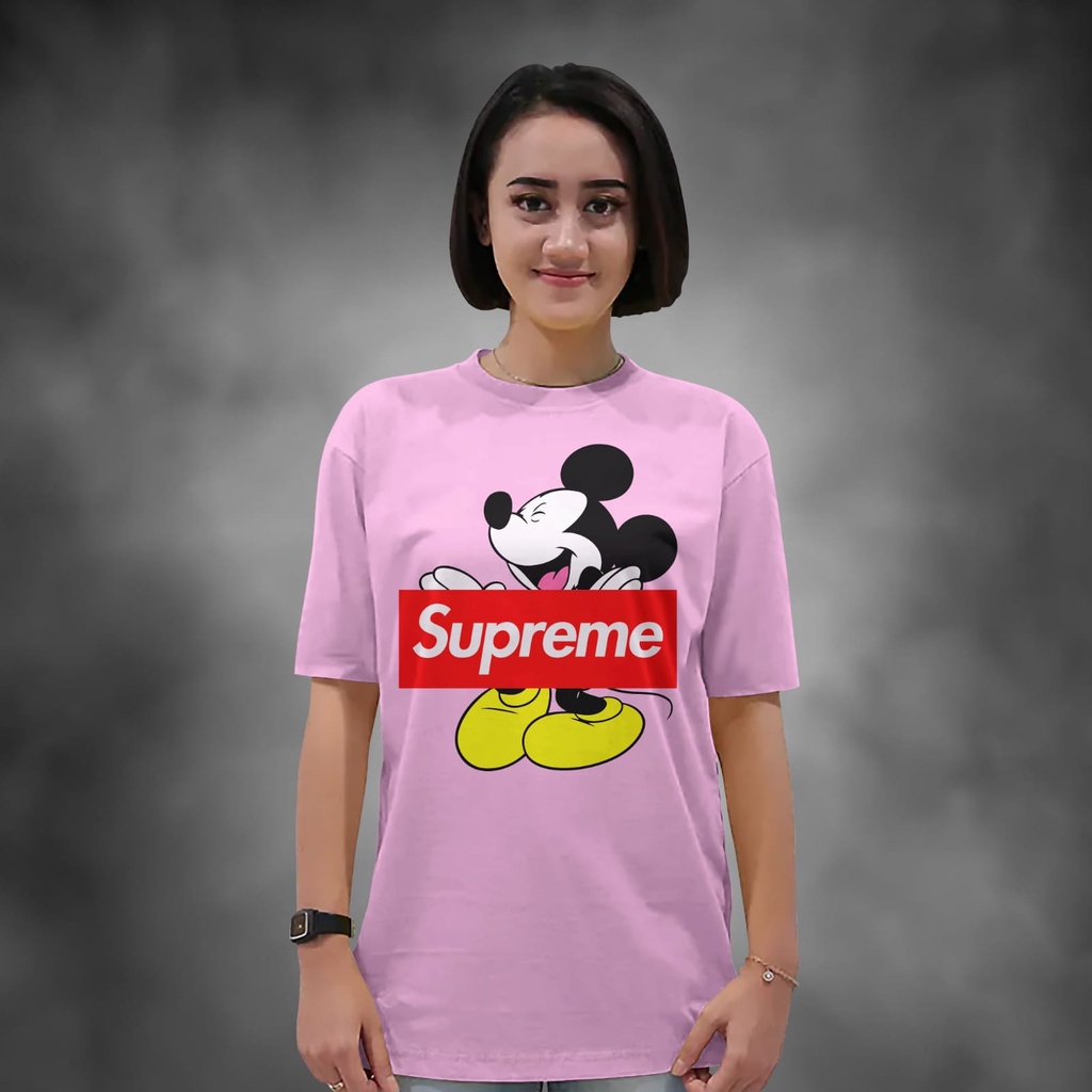 Kaos Wanita Lengan Pendek Supreme Warna Kuning Atasan