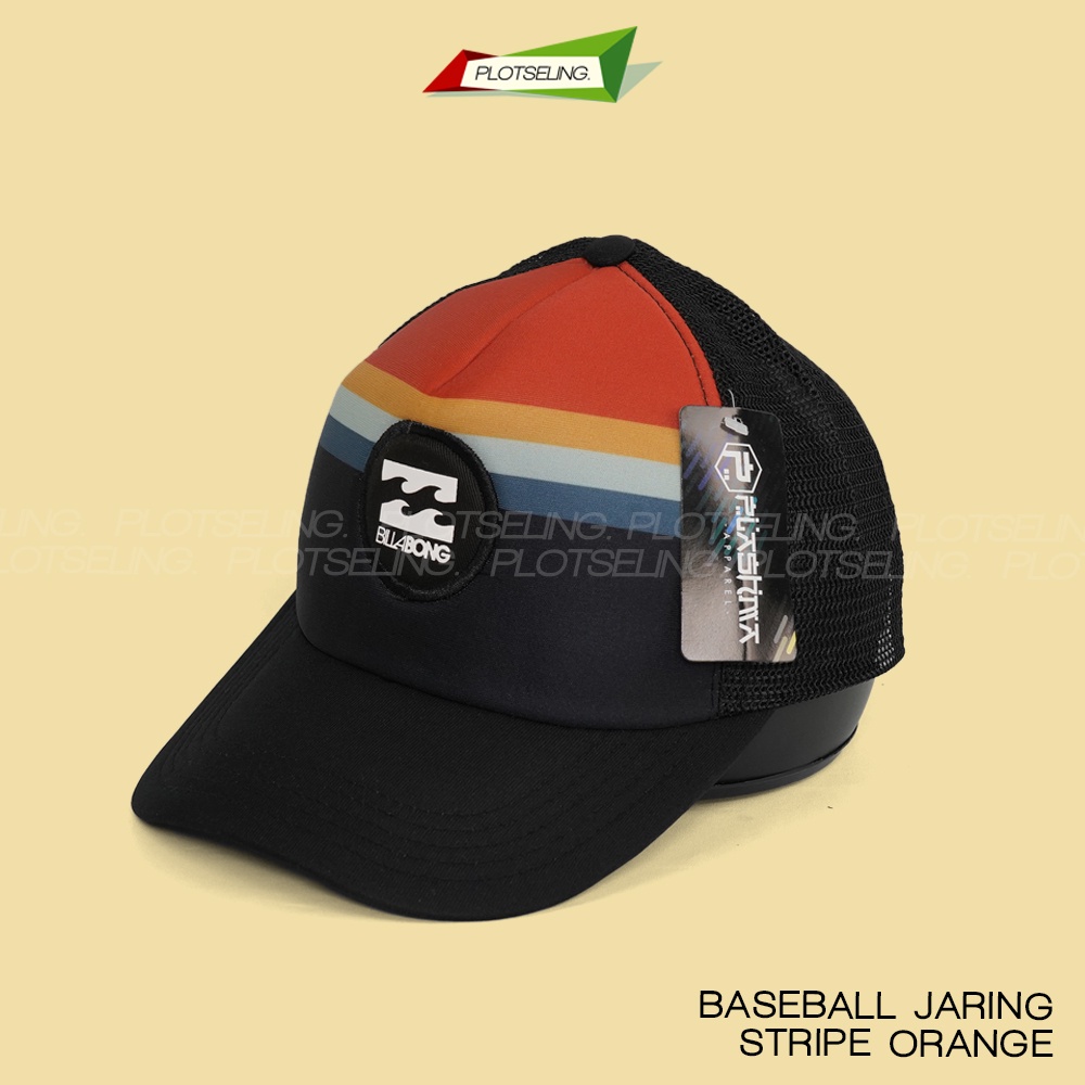 Topi Baseball Distro Jaring STRIPE ORANGE Topi Jaring Trucker Logo Distro Random Pria Wanita Topi Hitam Jaring Polos Logo NY Topi Logo Billa Bong Oakley Volcom Topi Anak Laki Laki Perempuan Topi Pantai Murah