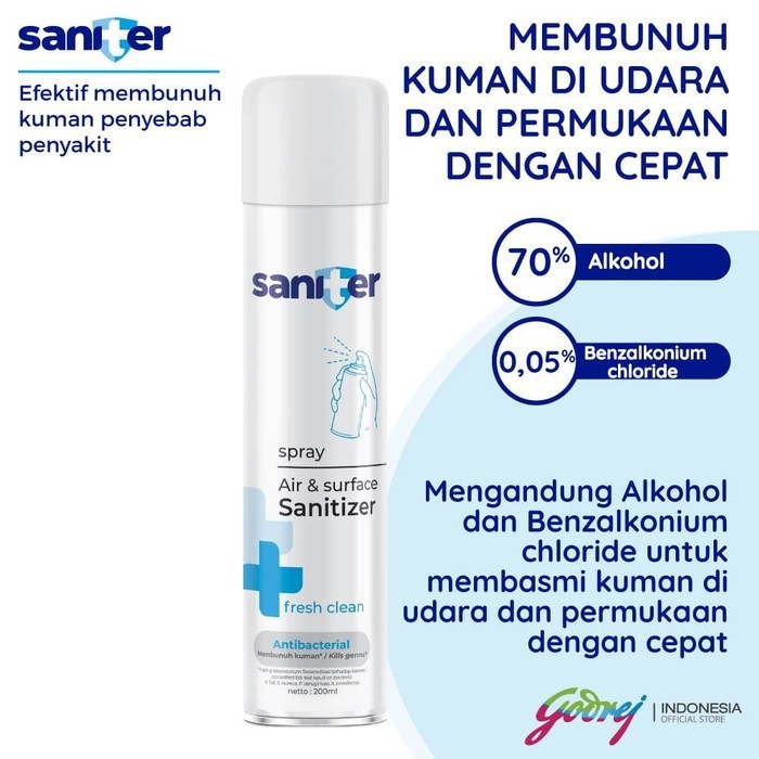 SANITER Disinfektan Spray Anti Virus Bakteri ISI 2 Twinpack - 200ml