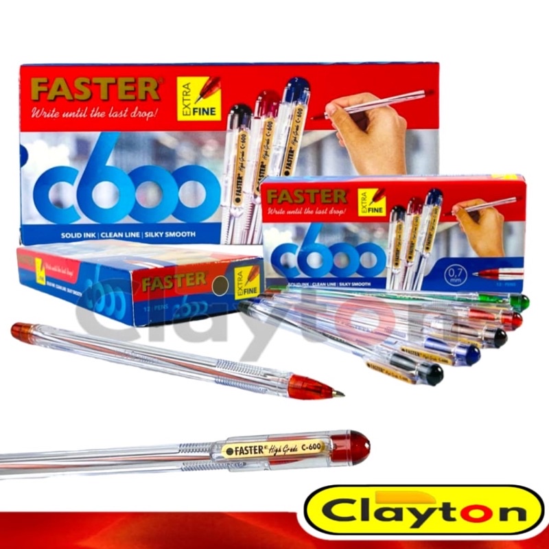 

Pulpen / Bolpen / Ballpoint/ Pen Faster C600 ExtraFine 0.7mm Hitam ( 12Pcs)