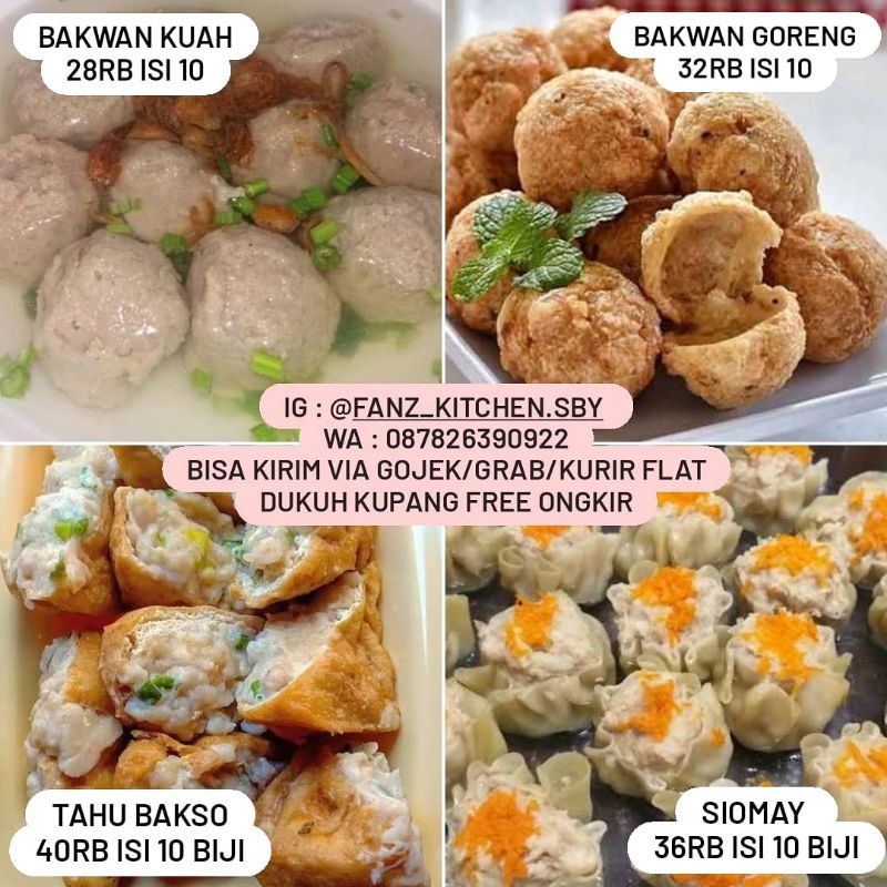 

Siomay / Dimsum, Tahu bakso, Bakwan kuah, Bakwan Goreng