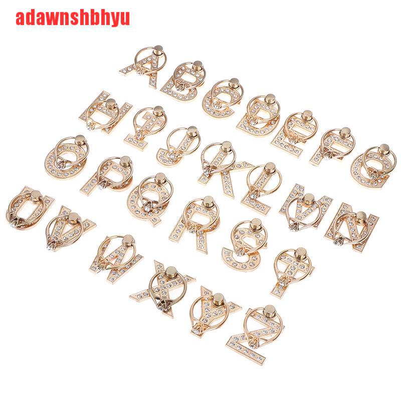 (Adawnshbhyu) Ring Holder Hp Bentuk Huruf Aksen Berlian Imitasi