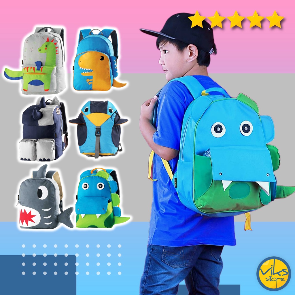 Tas Sekolah Anak Tk Sd Tas Ransel Bahu Tas Karakter Binatang Hewan Lucu Backpack Premium Infikids