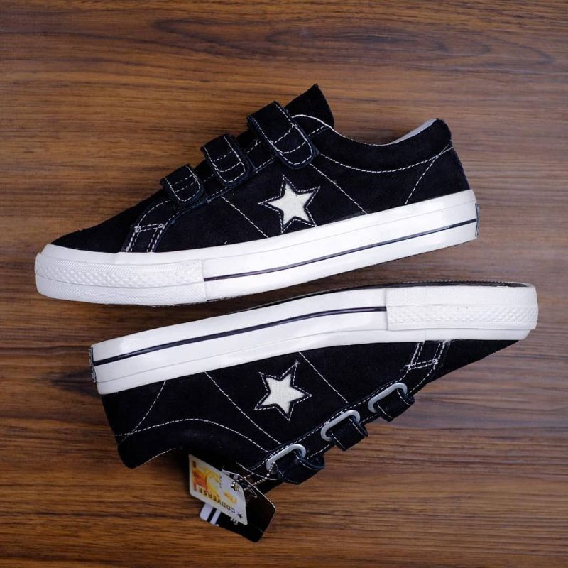 Converse one star velcro black white