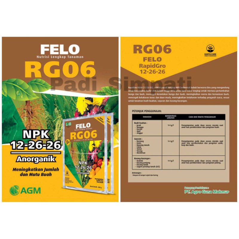 FELO RG 06 NPK 12 26 26 / Pupuk & Nutrisi Tanaman/ RG06 (FELO) 500gr/ NPK 12-26-26 Anorganik