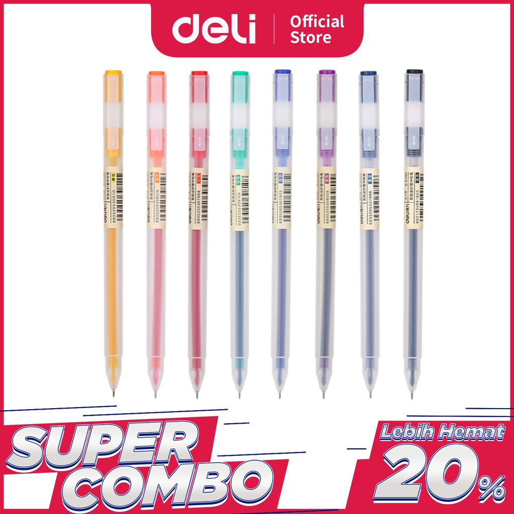 

Deli Combo Set 4 - Color Gel Pen / Pulpen Gel 8 Warna Needle Tip 0.5mm A119
