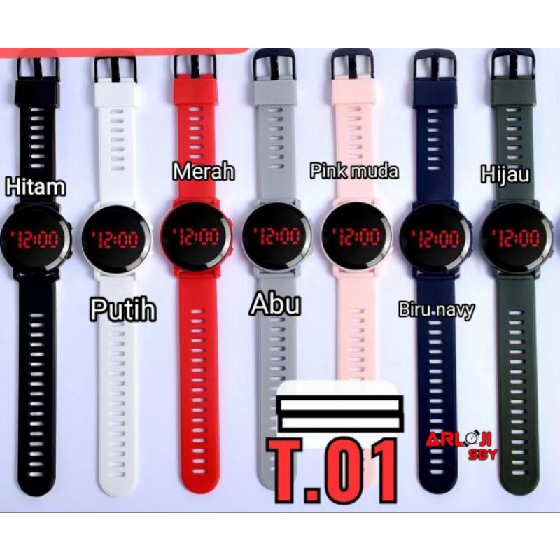 Jam Tangan Led Watch Digital Bulat Warna Jam Tangan pria Wanita Fashion TNR