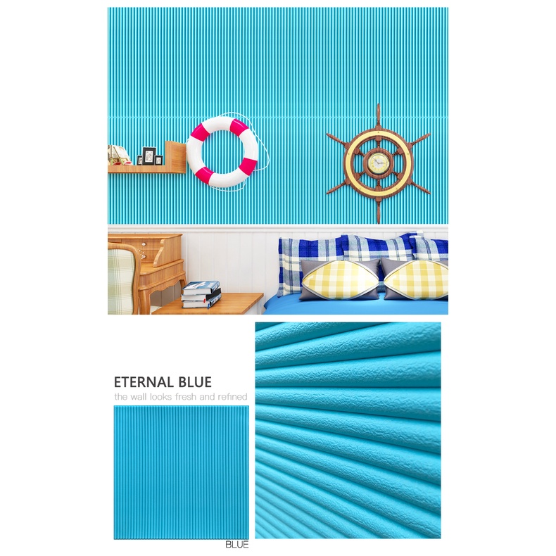 (COD) Wallpaper Dinding Foam 3D Tebal 6mm Ukuran 70CM X 70CM  / Walpaper Stiker Dinding Motif Salur Garis Plafon Premium High Quality Termurah