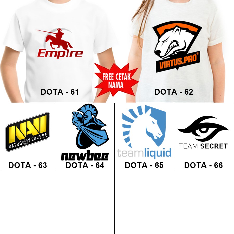 Baju Kaos ANAK DAN DEWASA DOTA COUPLE (FREE NAMA)