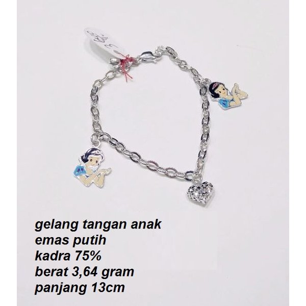 gelang tangan anak emas putih kadar 75 persen LITE