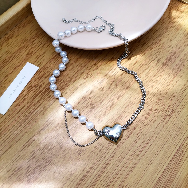 Kalung Rantai Mutiara Bentuk Hati Untuk Aksesoris