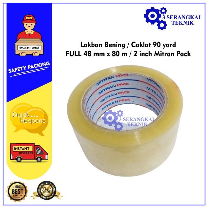 

Lakban Bening / Coklat 90 yard FULL 48 mm x 80 m / 2 inch Mitran Pack