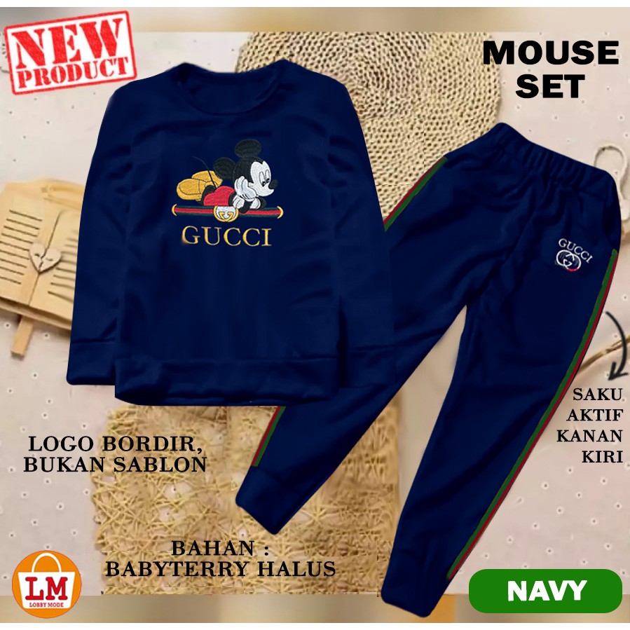 TERMURAH TERLARIS Pakaian Setelan Baju Celana Olahraga Wanita MOUSE Babyterry Adem Full Bordir LMS 21456 21460