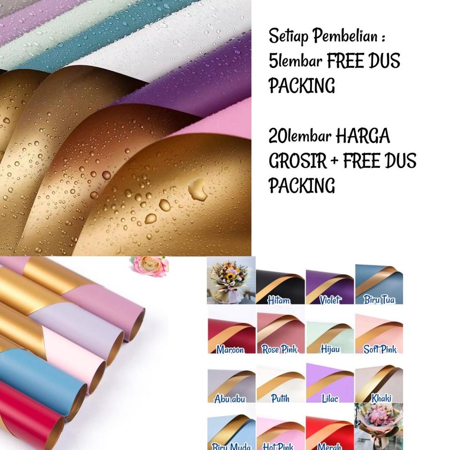 

Super Untung--UM102 5Lembar-Kertas Bunga Buket Dua Warna Gold/Kertas Buket Bunga Florist Cellophane Bi Color Gold