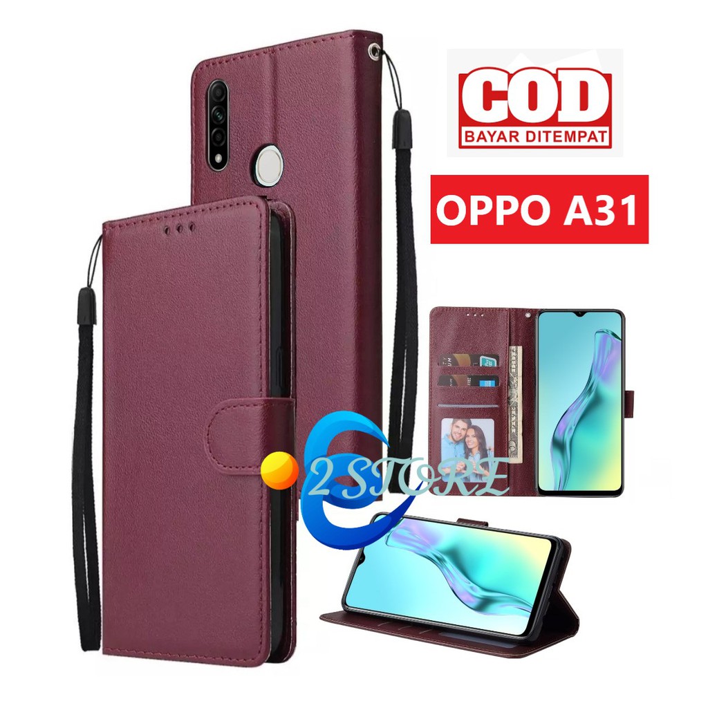 Flip case OPPO A31 model flip ada tempat foto dan kartu flip cover bisa standing ada tali