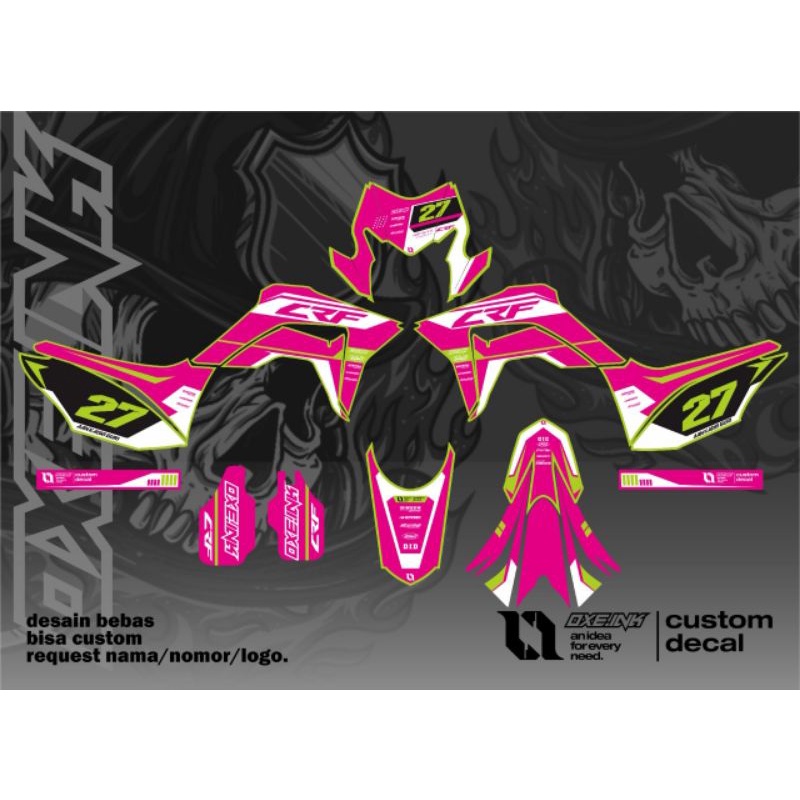 Decal stiker striping Crf 150L pink hitam
