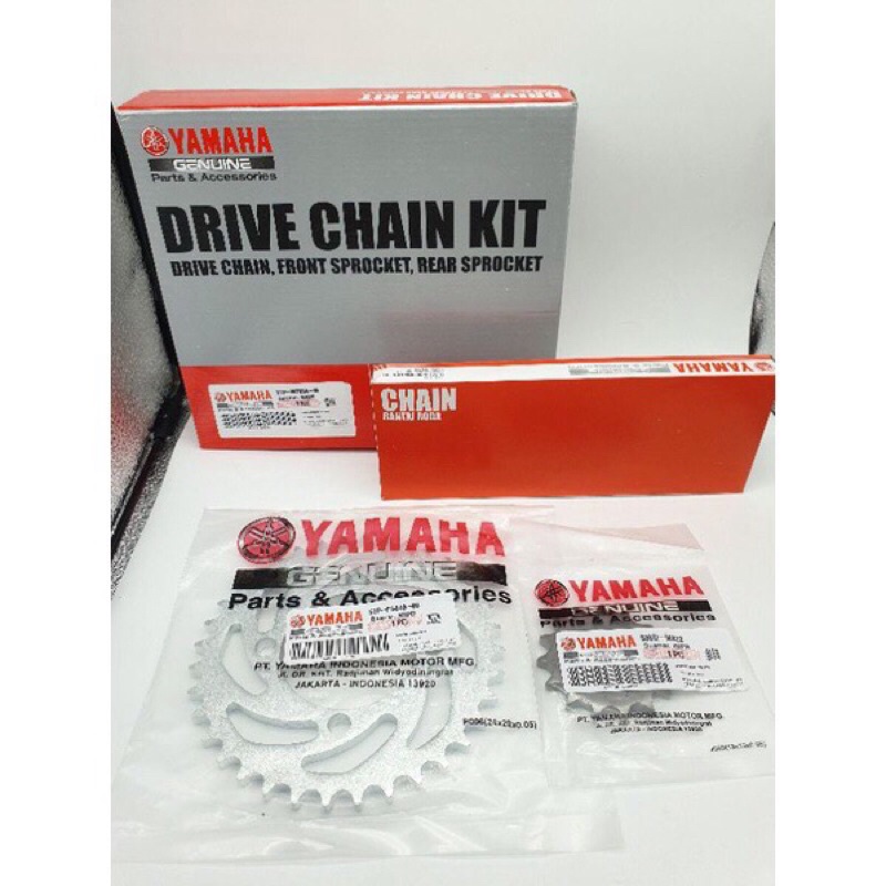 GEAR SET RANTE SET JUPITER Z BURHAN VEGA R LAMA F1ZR CERIPTON F1ZR YAMAHA 5TP ( DEPAN 15 BELAKANG 36 RANTE 428H )