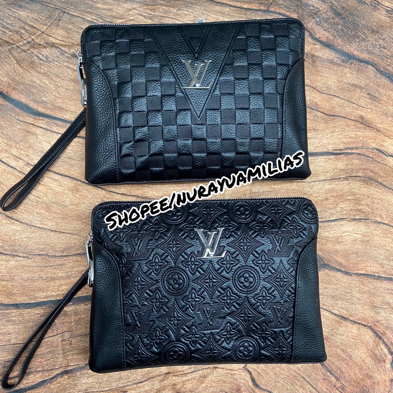 clutch louis Vuitton dengan kode kunci leather clutch pria dan wanita lv full embosse import