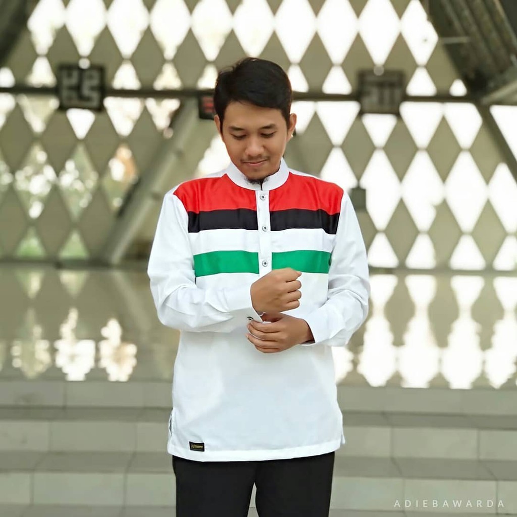 Koko Palestina Putih Premium Lengan Panjang