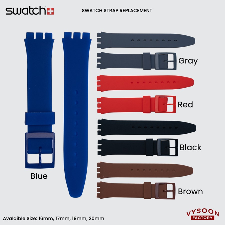 Tali Jam Tangan Swatch 17mm 19mm Rubber Silicone Sport Watch Strap