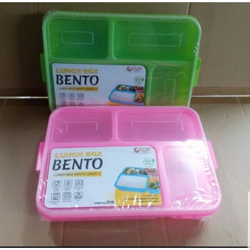 Bento Box Lunch Box Tempat Makan Ketring Plastic Clio 4 Sekat