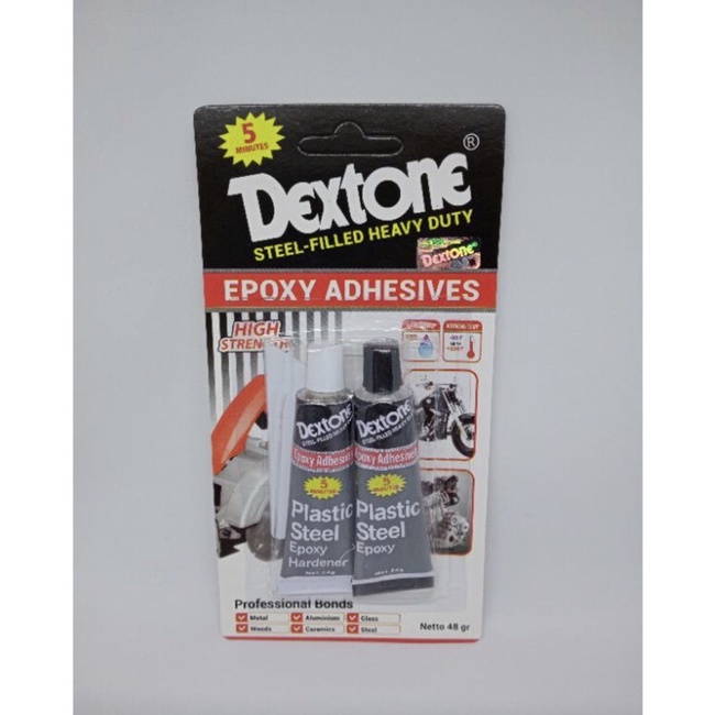 

Dextone Lem Besi Epoxy Plastic Steel 5 menit 48 gram - Lem Perekat Besi Baja Kayu Plastik Keramik Murah