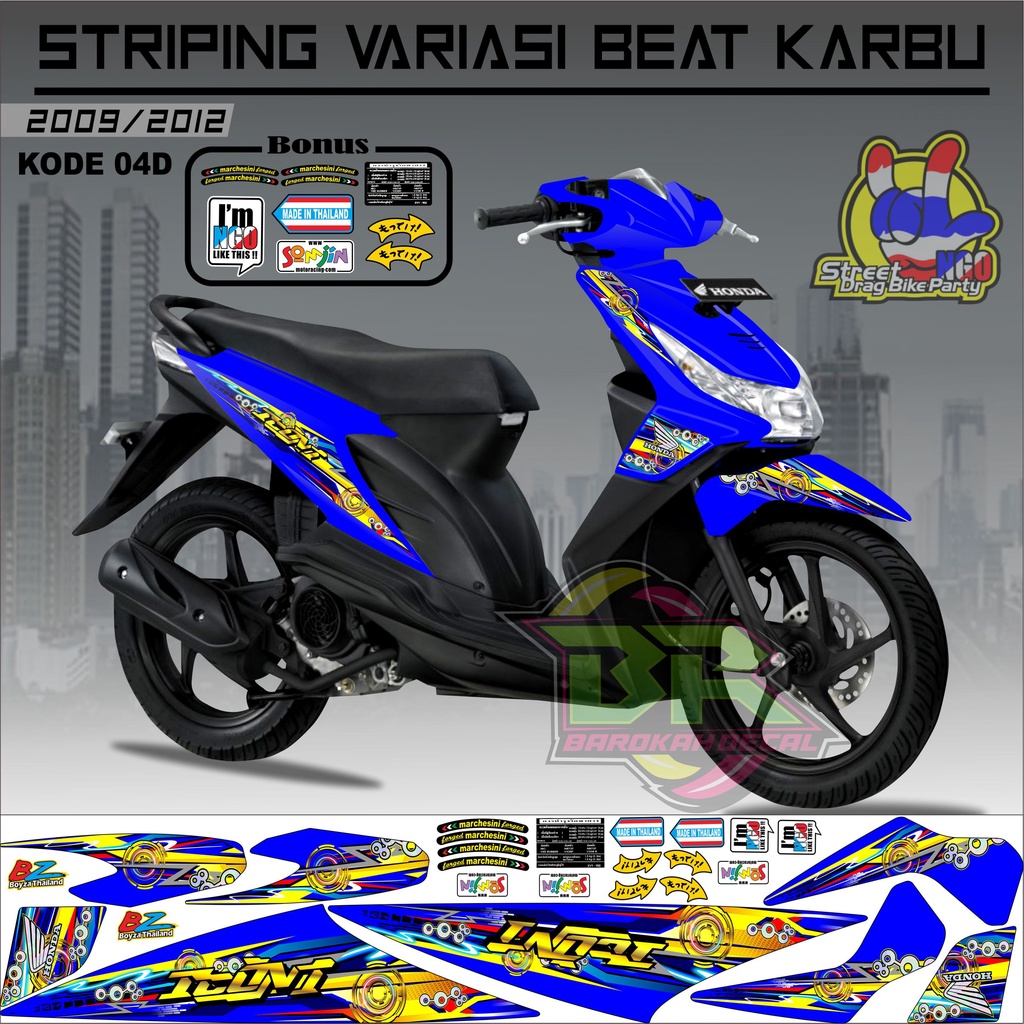 Striping Beat Karbu Stiker Lis Motor Beat Karbu kode 04