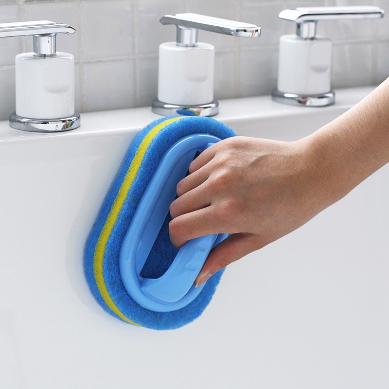 Blue PP Plastic Handheld Sponge Kitchen Cleaning Bathtub Ceramic Tile Glass WC Brush Sponge Durable Wall Cleaner tools OW