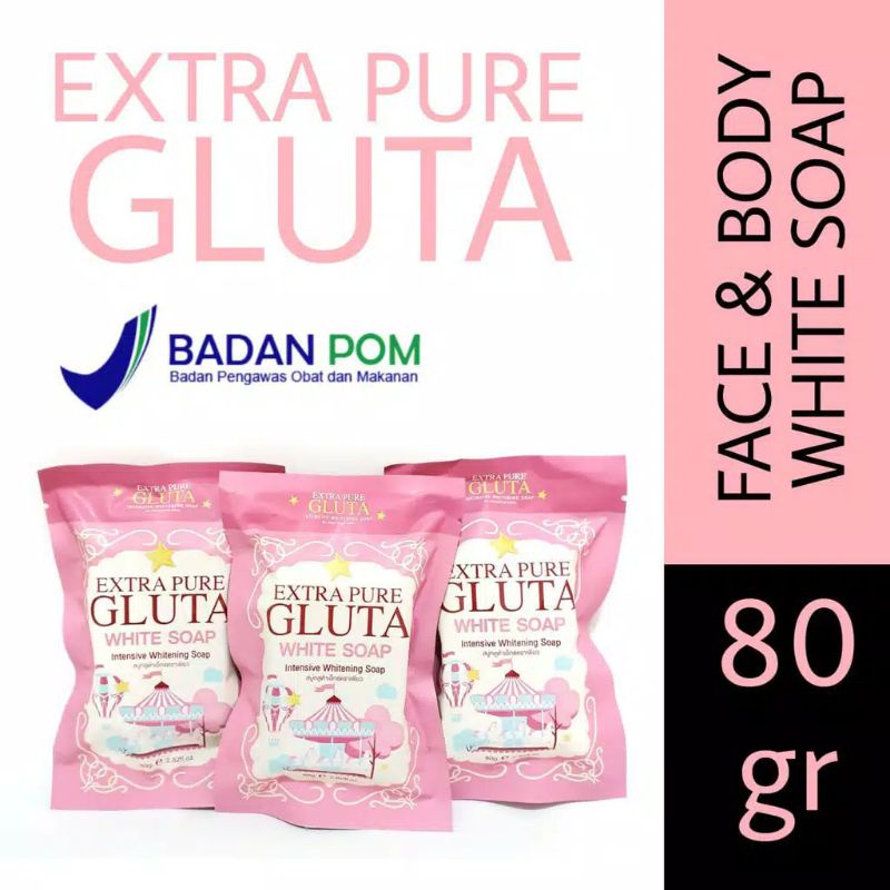 Extra Pure Gluta Whitening Body &amp; Face Soap / Sabun Batang Pemutih Badan &amp; Wajah  80g